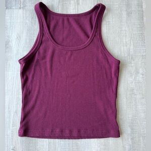 DAZY Solid Burgundy Sleeveless Tank Crop Top Size Small